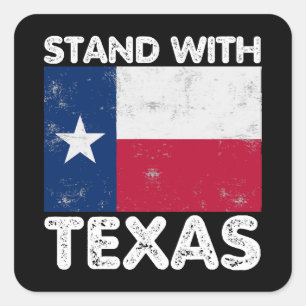 Adesivo Quadrado Apoie o Texas Eu Fico Com a Bandeira do Texas Texa