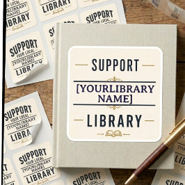 Adesivo Quadrado Apoie Sua Biblioteca – Projeto de Nome Personaliza