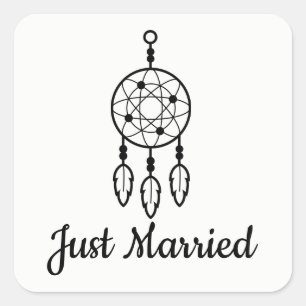 Adesivo Quadrado Apoio de Casamento Sonhador Boho Decoração Preta