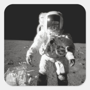 Adesivo Quadrado Apollo 12 Moonwalk
