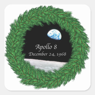 Adesivo Quadrado Apollo 8 missão da lua da véspera de Natal