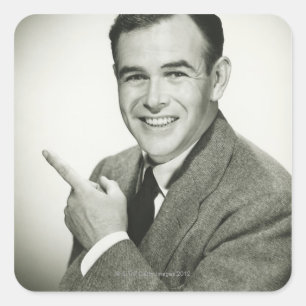 Adesivo Quadrado Apontar do homem de negócios