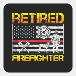Adesivo Quadrado Aposentação do Bombeiro Aposentado na Linha Vermel