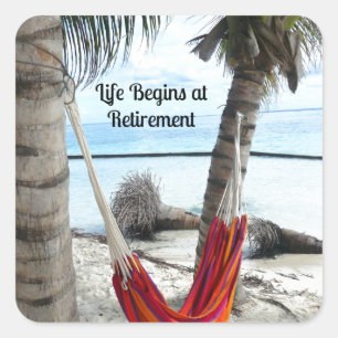 Adesivo Quadrado Aposentadoria: Hammock na praia