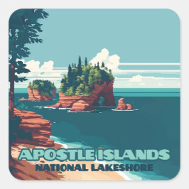 Adesivo Quadrado Apostle Islands National Lakeshore Wisconsin Retro