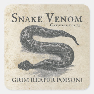 Adesivo Quadrado Apoteador Antiquado de Veneno Cobra de Halloween