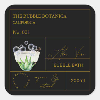 Adesivo Quadrado Apothecary Aloe Vera Bubble Bath Label