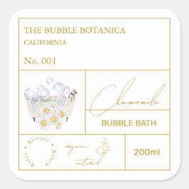 Adesivo Quadrado Apothecary Chamomile Bubble Bath Label