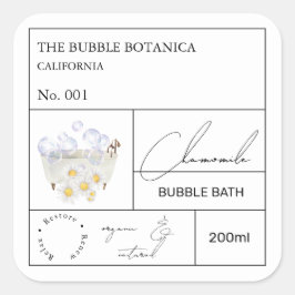 Adesivo Quadrado Apothecary Chamomile Bubble Bath Label