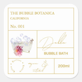 Adesivo Quadrado Apothecary Dahlia Bubble Bath Label