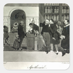 Adesivo Quadrado Apothecary, gravado por Delpech