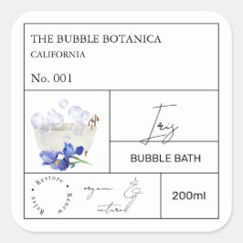 Adesivo Quadrado Apothecary Iris Bubble Bath Label
