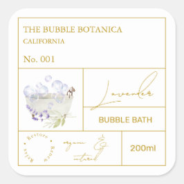 Adesivo Quadrado Apothecary Lavender Bubble Bath Label