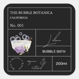 Adesivo Quadrado Apothecary Lilac Bubble Bath Label