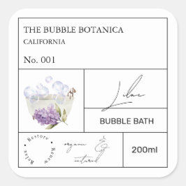 Adesivo Quadrado Apothecary Lilac Bubble Bath Label