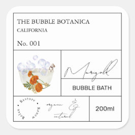 Adesivo Quadrado Apothecary Marigold Bubble Bath Label