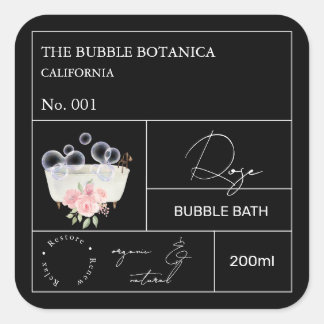 Adesivo Quadrado Apothecary Rose Bubble Bath Label