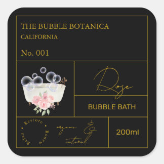 Adesivo Quadrado Apothecary Rose Bubble Bath Label