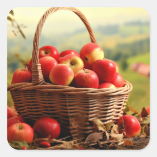 Adesivo Quadrado Apple Basket, outono