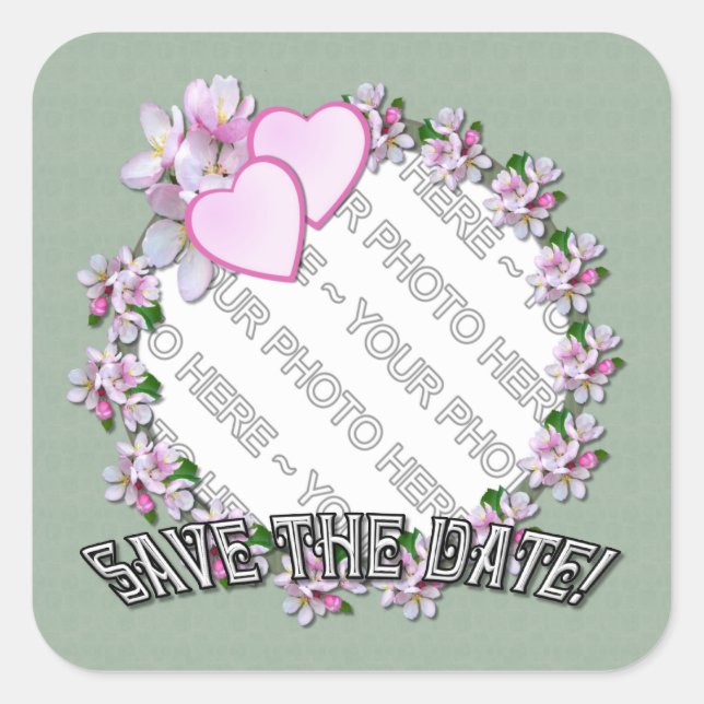 Adesivo Quadrado APPLE BLOSSOM ~ Adicione uma foto ~ Padrões (Frente)