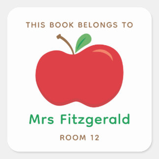 Adesivo Quadrado Apple Bookplate Sticker para Professores Personali
