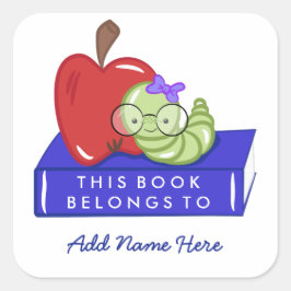 Adesivo Quadrado Apple & Bookworm Este Livro Pertence A
