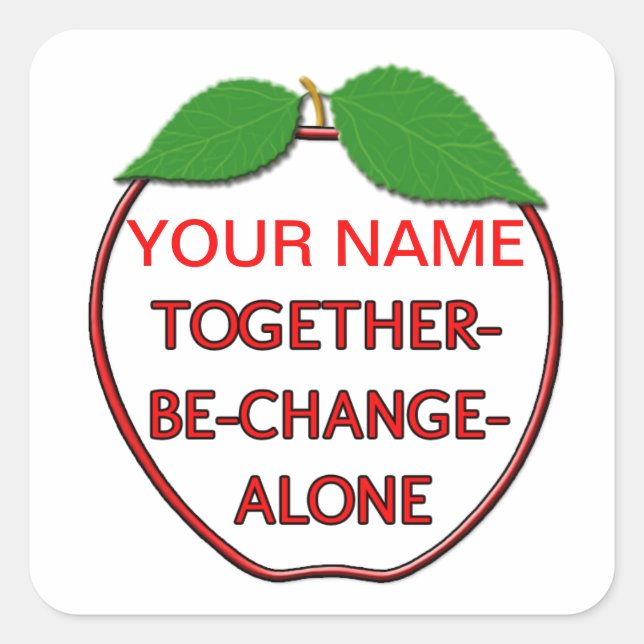 Adesivo Quadrado Apple com Switchwords para a saúde (Frente)