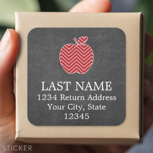 Adesivo Quadrado Apple de professor personalizado com padrão de te