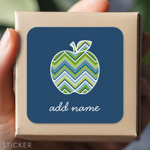 Adesivo Quadrado Apple de professor personalizado com padrão de te