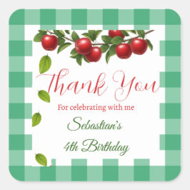 Adesivo Quadrado Apple of Our Eye Obrigado Favor Stickers