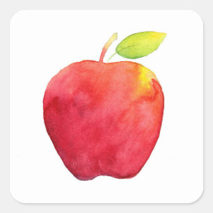 Adesivo Quadrado Apple Red Watercolor