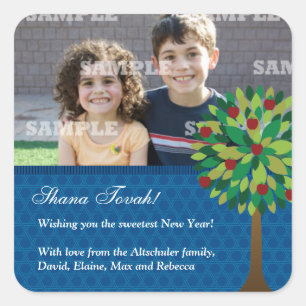 Adesivo Quadrado Apple Tree Rosh Hashanah Sticker