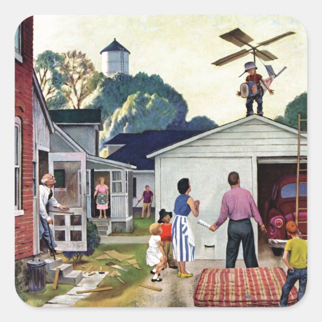 Adesivo Quadrado Aprendendo a Voar (Frente)