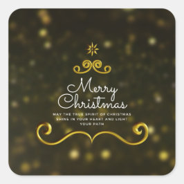 Adesivo Quadrado Apresentações de Natal Dourado e elegante