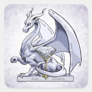 Adesivo Quadrado April Birthstone Dragon: Diamond