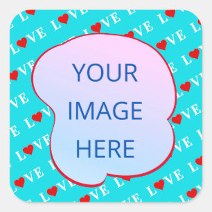 Adesivo Quadrado Aqua Blue LOVE Modern Chic