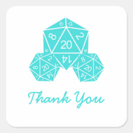 Adesivo Quadrado Aqua D20 Dice Obrigado Stickers