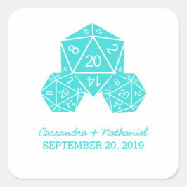 Adesivo Quadrado Aqua D20 Dice Wedding Stickers