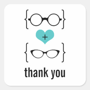 Adesivo Quadrado Aqua Geeky Óculos Muito Obrigado Pinheiros