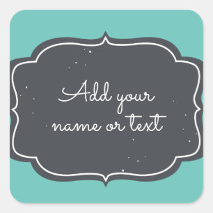Adesivo Quadrado Aqua Personalizável de Quadro de Chalkboard Modern