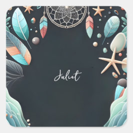 Adesivo Quadrado Aqua Sand Work Stacking Sea Glass Chá de panela