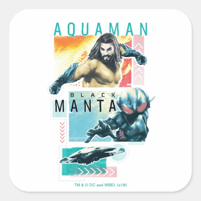 Adesivo Quadrado Aquaman | Aquaman modernista & gráfico preto do (Frente)