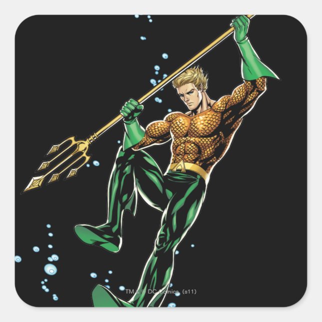 Adesivo Quadrado Aquaman com Spear (Frente)