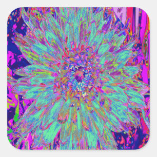 Adesivo Quadrado Aquamarine Rainbow Color Abstrato Dahlia Flower
