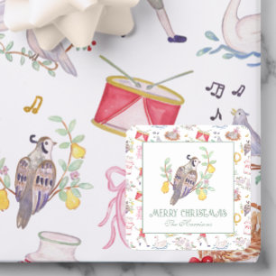 Adesivo Quadrado Aquarela 12 dias de abrigo de Natal