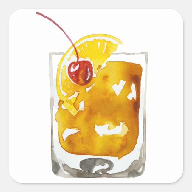 Adesivo Quadrado Aquarela Antiga Moda (Frente)