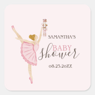 Adesivo Quadrado Aquarela Bailarina Quebra-Nozes Churrasco de Bebê