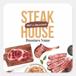 Adesivo Quadrado Aquarela de Comida de bife