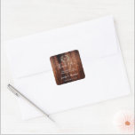 Adesivo Quadrado Aquarela deixa obrigado rústico de monograma de ma<br><div class="desc">Folhas de oliveira em madeira de celeiro Casamento Obrigado adesivos,  selos de envelopes Adicione seus monogramas,  nomes,  data de casamento e você pode mudar o texto de Obrigado.</div>