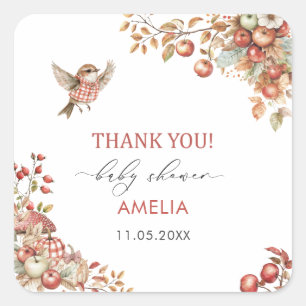 Adesivo Quadrado Aquarela Elegante A Maçã do meu olho Bebê Showe